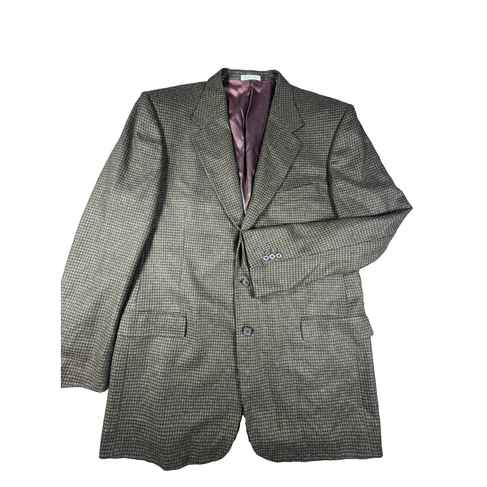 Vintage Emanuel Ungaro Blazer Mens 44R Silk Wool Cashmere Sport Coat Houndstooth